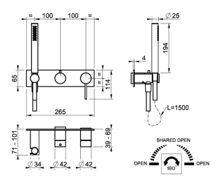 Встраиваемый смеситель для душа Gessi 316 54038.239 брашированная сталь